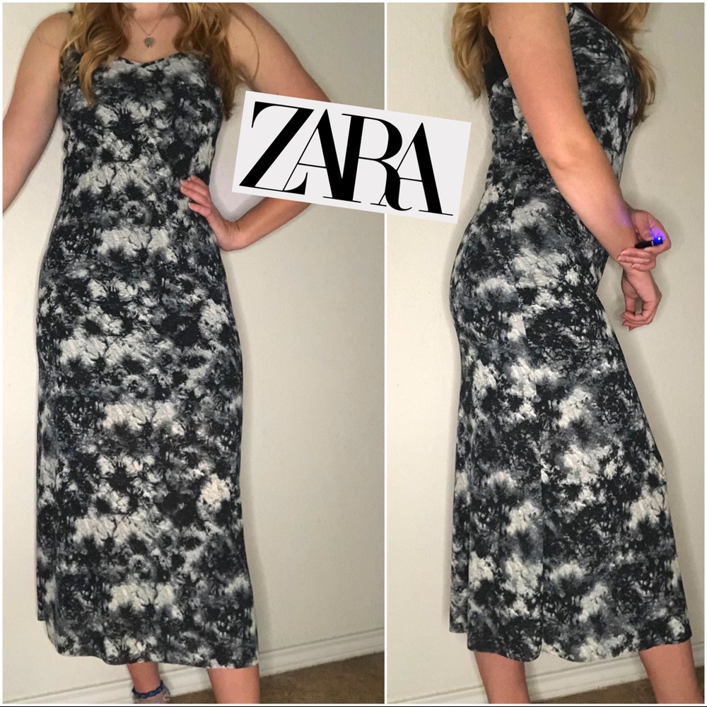 Zara Black and White Floral Dress